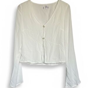 Chic White/Ivory Women's cardigan top with heart buttons size 2